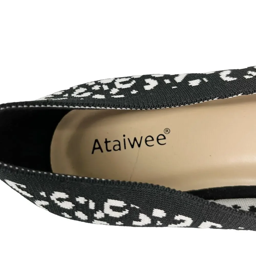 Ataiwee Shoes Leopard Black White 11 Ballet Flats New
